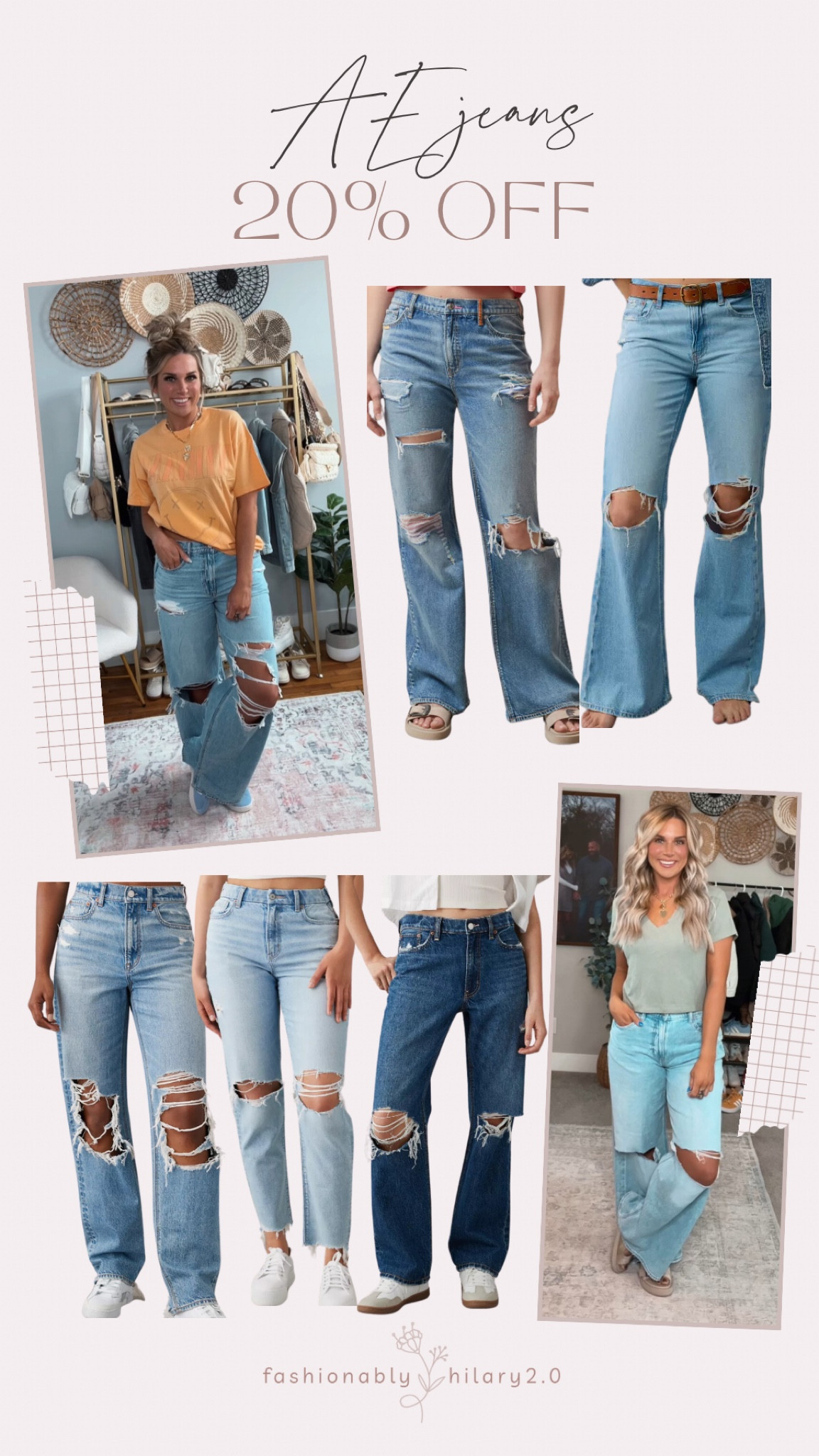 American Eagle jeans are affordable and super flattering! Love that they carry trendy and classic styles. I love the drapey distressed wide leg jeans and all the distressed jeans😂 all are 20% off through Sunday only! LTK Fall Sale, mom jeans, casual mom outfit

#LTKFindsUnder50 #LTKFallSale #LTKSaleAlert