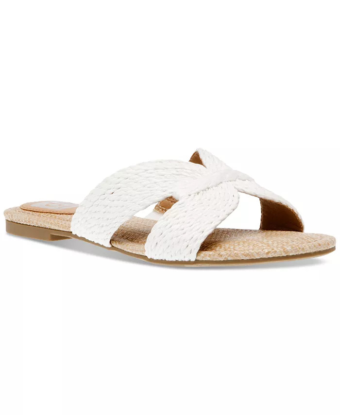DV Dolce Vita Women's Geeya Raffia Criss Cross Strap Flat Slide Sandals - Macy's | Macy's