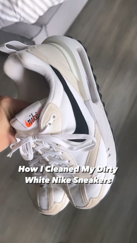 How to clean white Nike sneakers cleaning white tennis shoes (not leather). Magic erasers work great on leather shoes and soles. Linked a similar laundry brush   

Nikes run true to size 

#LTKshoecrush #LTKSeasonal