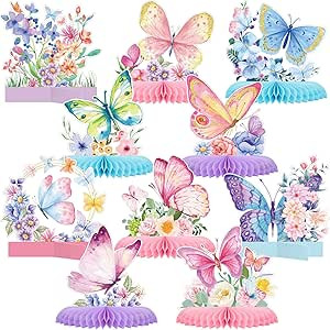 10 Pieces Butterfly Centerpieces for Tables Butterfly Birthday Party Decorations Butterfly Honeyc... | Amazon (US)