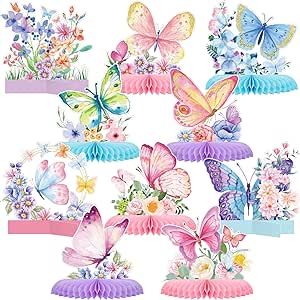 10 Pieces Butterfly Centerpieces for Tables Butterfly Birthday Party Decorations Butterfly Honeyc... | Amazon (US)