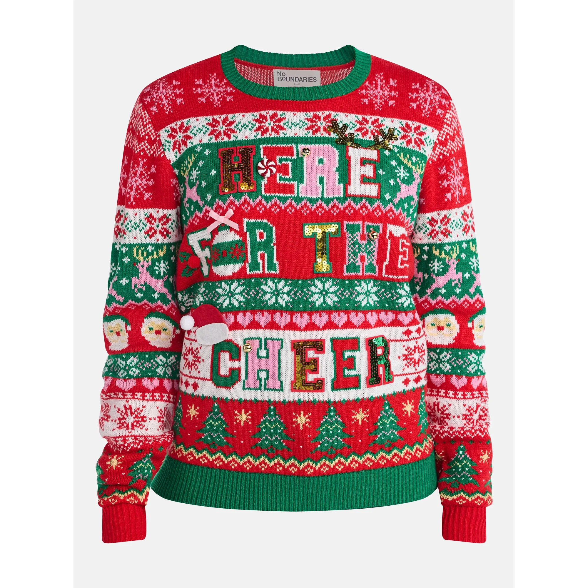 No Boundaries Christmas Sweater, Lightweight, Women's | Walmart (US)