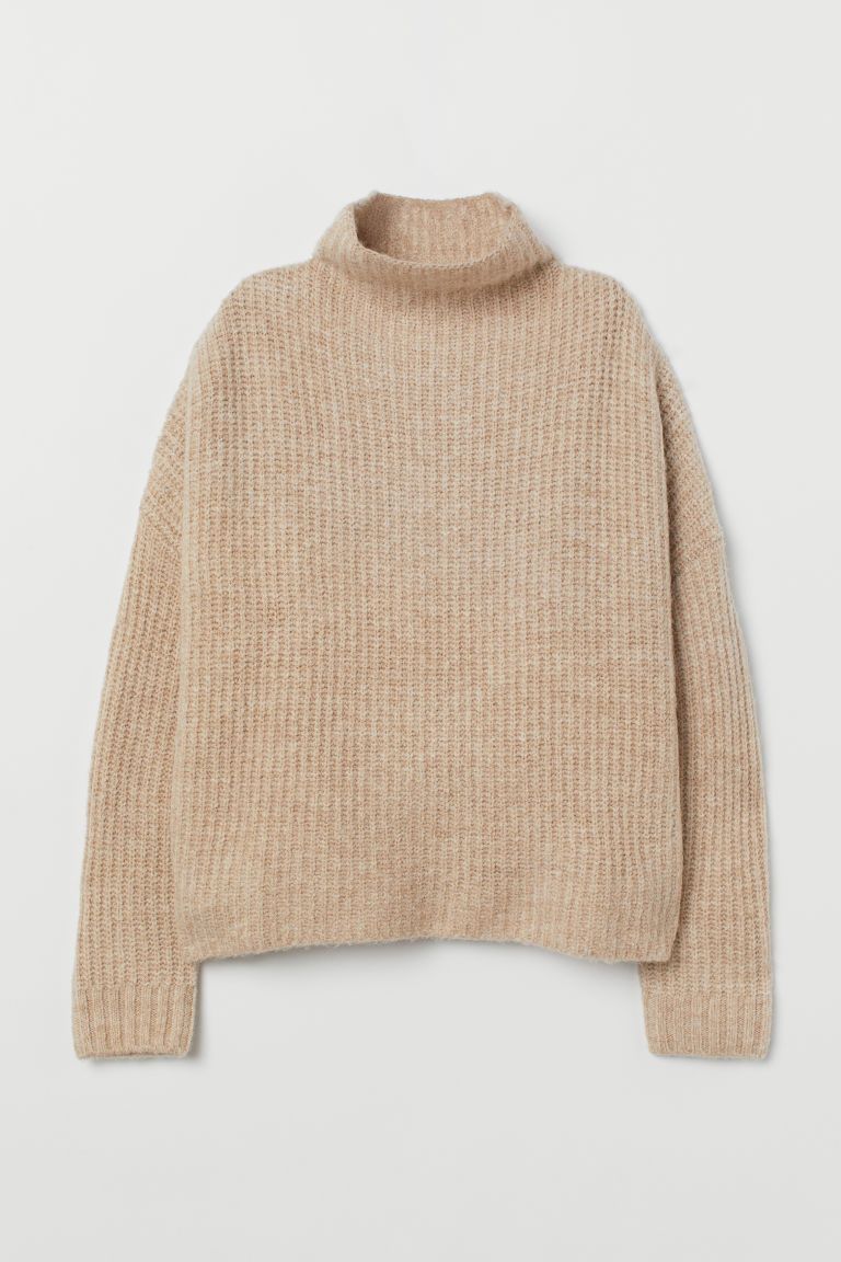 H & M - Rib-knit Wool-blend Sweater - Beige | H&M (US)