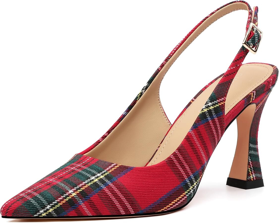 SHOWFOREST Slingback Heels for Women Pointed Closed Toe High Heels Sexy Stiletto Pumps Formal Wed... | Amazon (US)
