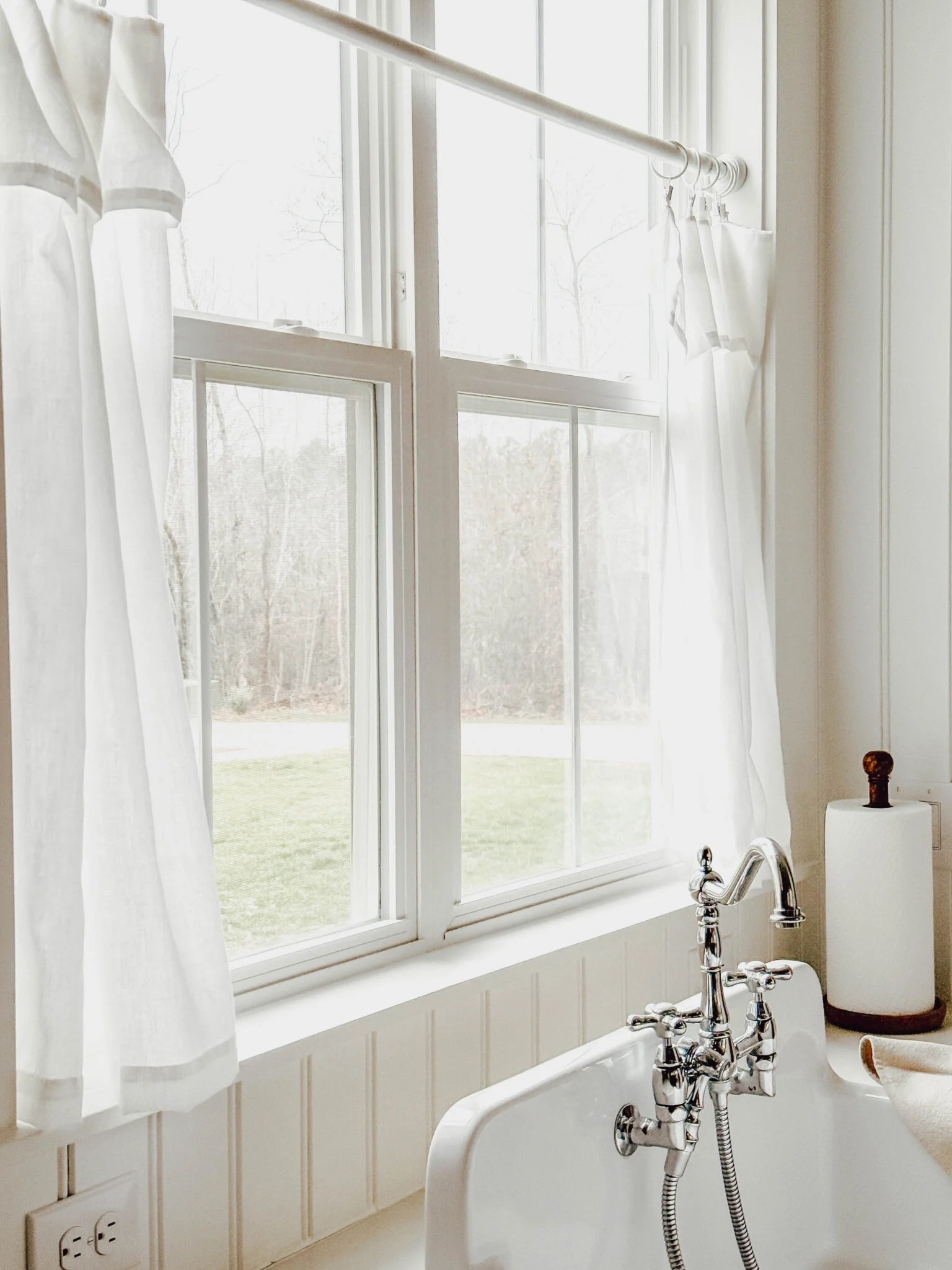 Simple white curtains with detail at the top. Love them for my cottage kitchen! 

#LTKHome