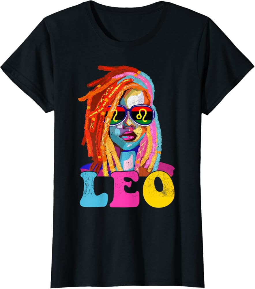 Leo Queen African American Loc'd Women Zodiac Sign T-Shirt | Amazon (US)