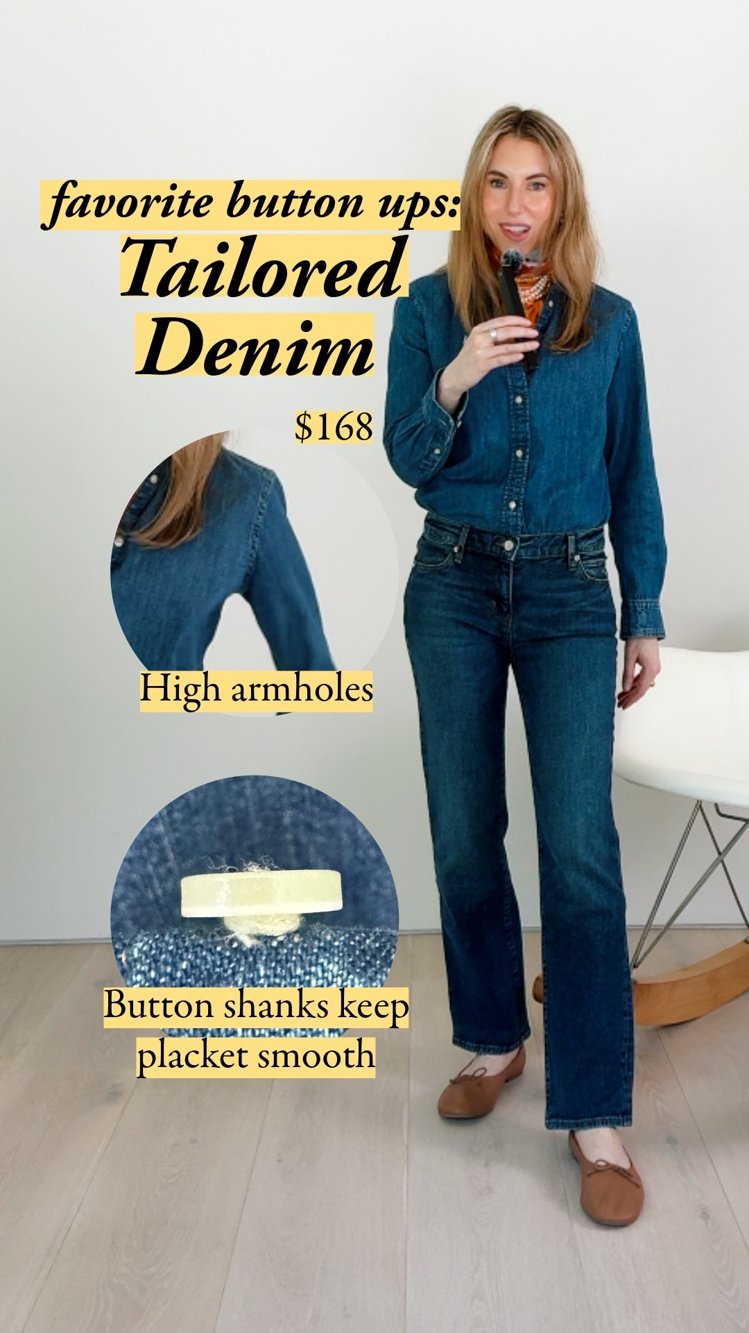 I get compliments every time I wear this denim shirt: it's fitted, so it's a bit unexpected for denim to look dressy, or for a dressy shirt to be in denim. Great collar, high armholes. Size up if you're between sizes.

#LTKootd #LTKSeasonal