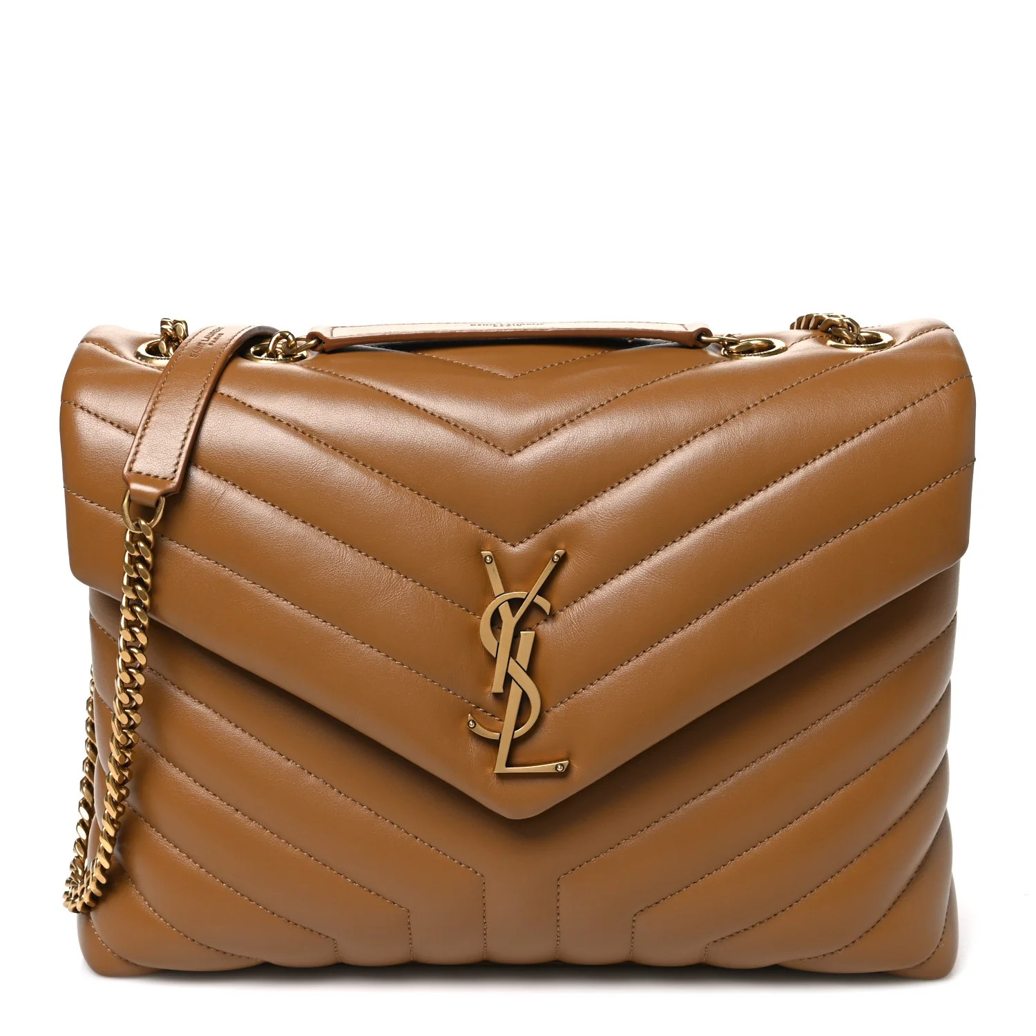 Saint Laurent Calfskin Y Quilted Monogram Medium Loulou Chain Satchel Dark Natural 1947433 | FASHIONPHILE (US)