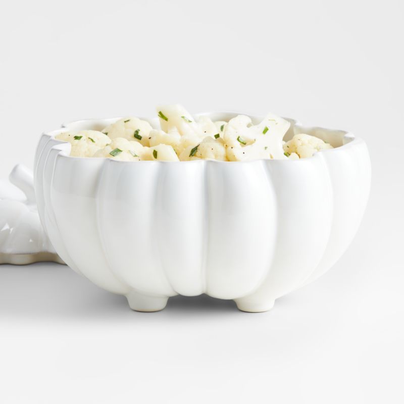Marin White Ceramic Pumpkin Serving Bowl + Reviews | Crate and Barrel | Crate & Barrel