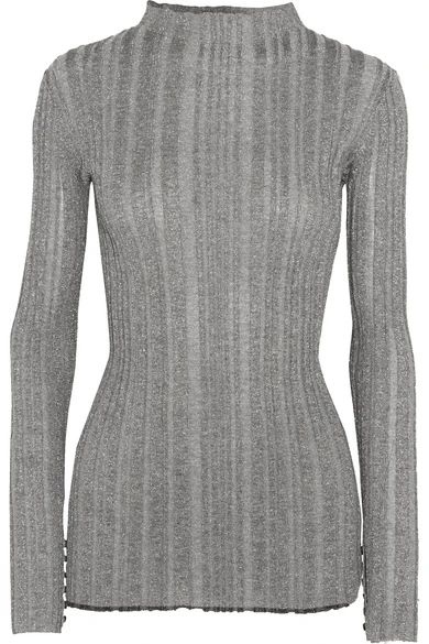 Proenza Schouler - Metallic Ribbed-knit Sweater - Silver | NET-A-PORTER (US)