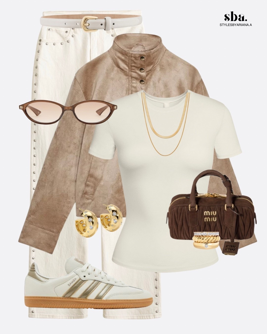 Fall neutrals done right ✨🤎🍂

Fall Family Photos, fall outfit, neutral fall outfit, casual chic outfit, minimalist outfit, suede jacket outfit, monochrome style, street style look, elevated casual, soft glam outfit, polished neutrals, beige outfit ideas, fall fashion 2025, model off duty fall, brown bag outfit, miu miu bag, adidas samba outfit, capsule wardrobe look, timeless outfit, chic everyday look, weekend outfit inspo, latte outfit aesthetic, streetwear chic, fall tones outfit, gold jewelry styling, fall fashion inspiration

#LTKStyleTip #LTKSeasonal