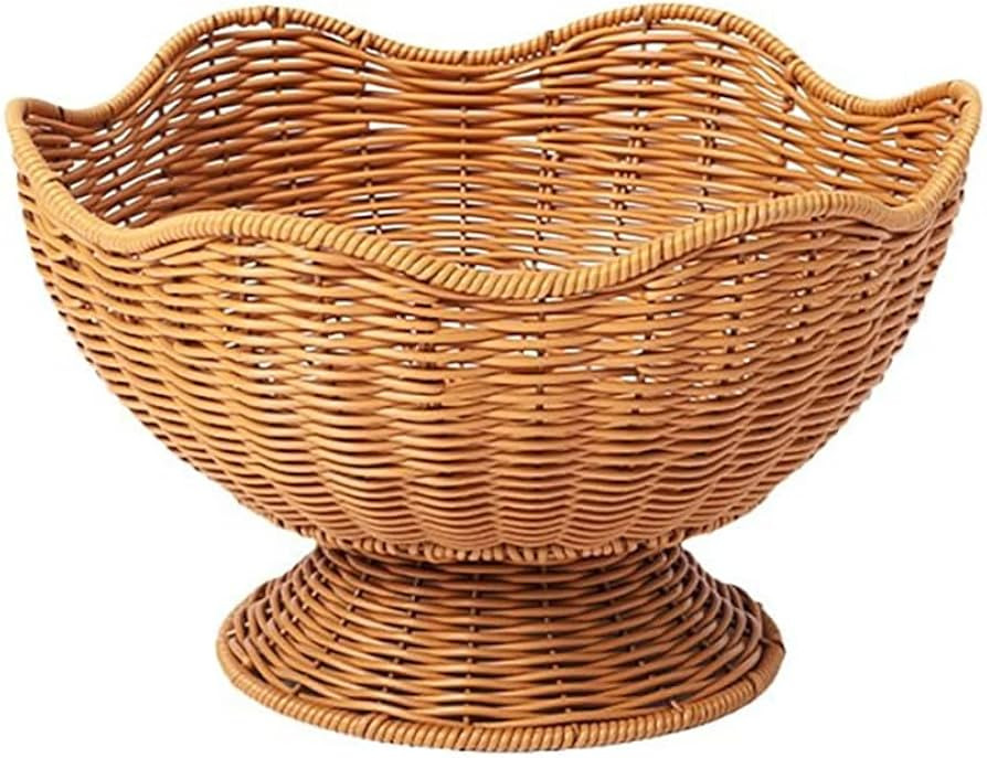 RT&BS Round Woven Fruit Basket for Counter, Wicker Bread Bowl, Woven Egg Baskets, Reusable Handwo... | Amazon (US)