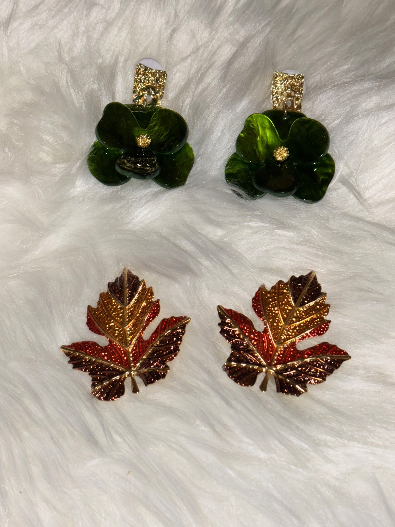 Fall earrings, leaf earrings, floral earrings, green earrings, fall inspired earrings, fall jewelry. 

#LTKFindsUnder50 #LTKSeasonal