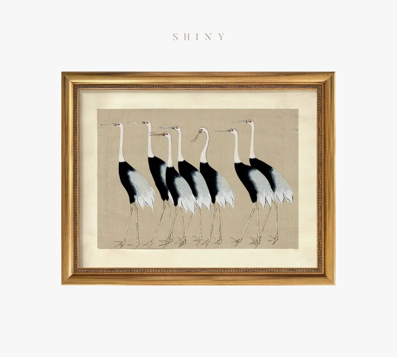 Framed Vintage Birds Print, Ogata Korin Carane Wall Art, Vintage Japanese Art Framed, Antique Ill... | Etsy (US)