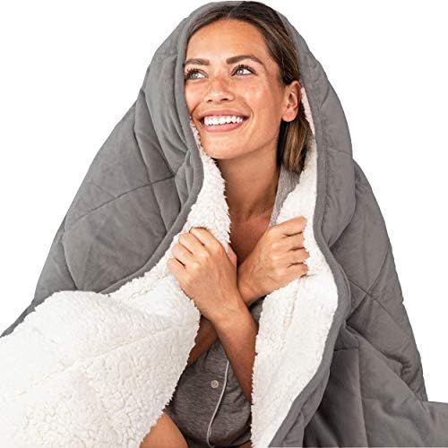 Luna Weighted Sherpa Fleece Blanket Throw - Plush Quilt for Kids & Adults - Heavy Fuzzy Soft Oeko... | Amazon (US)