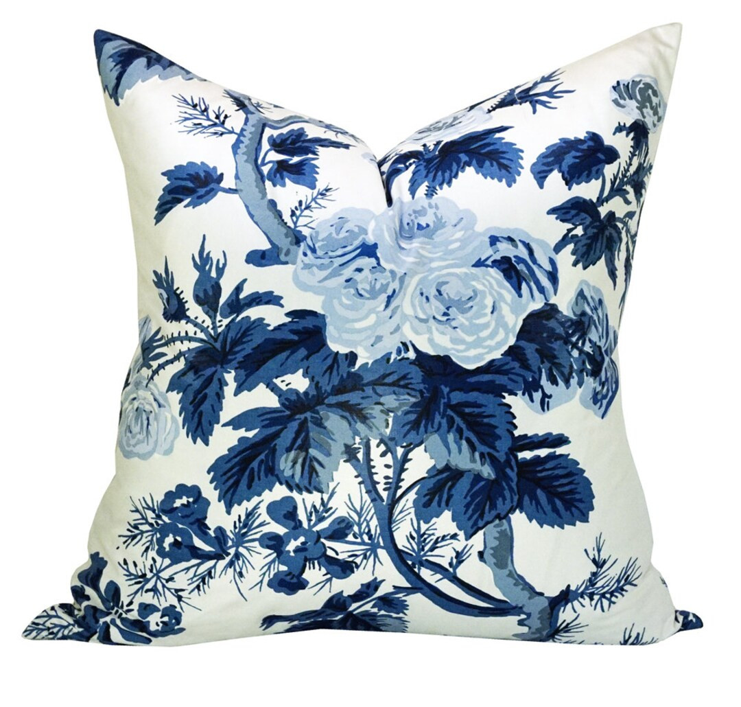 Pillow Cover, Pyne Hollyhock Indigo, Blue Floral, Spark Modern Pillow - Etsy | Etsy (US)