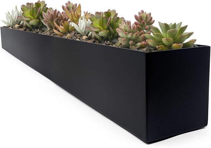 Buhbo Modern Steel Trough Rectangle Planter 32 inch, Black | Amazon (US)