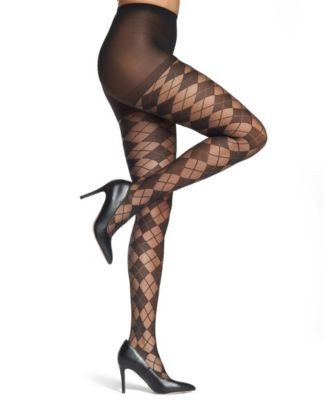 MeMoi Women's Argyle Sheer Tights - Black | Macy's