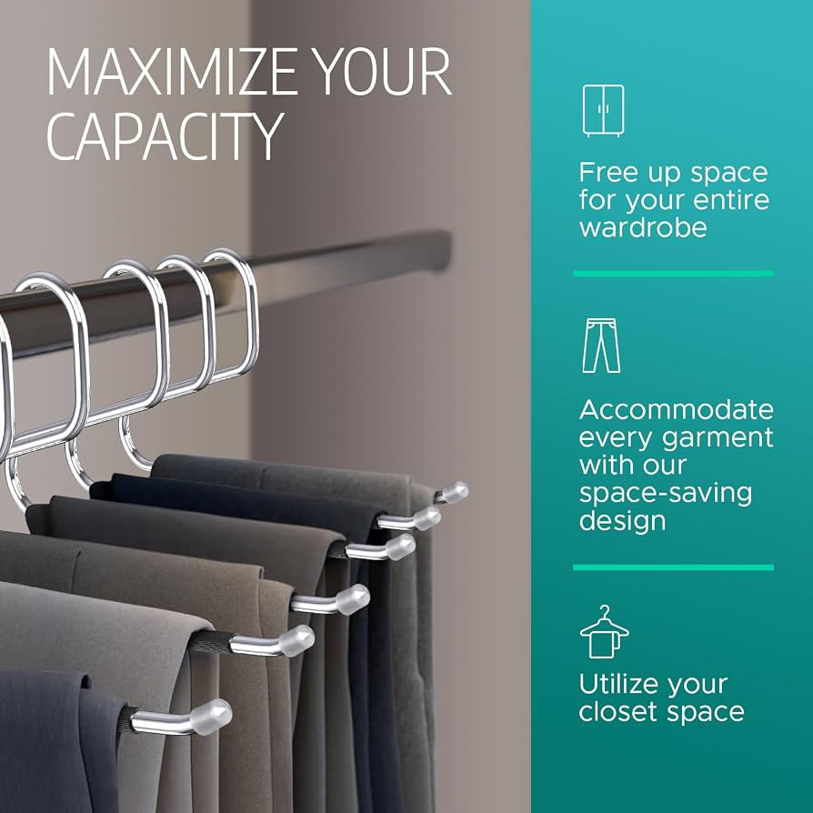 Pants Hangers - 30 Metal Non-Slip Open-Ended Trouser Hangers | Amazon (US)