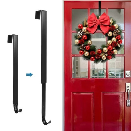 Wreath Hanger, EEEkit 15''-25'' Adjustable Door Hanger Metal Wreath Hooks Over the Door Holder for Xmas Easter Spring Wreath Decorations, Holds up to 20 lbs | Walmart (US)
