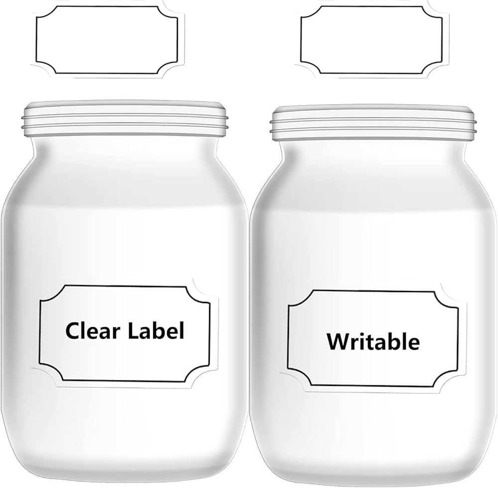 Transparent Clear Stickers Labels with Black Border,Removable Waterproof Transparent Jars Labels ... | Amazon (US)