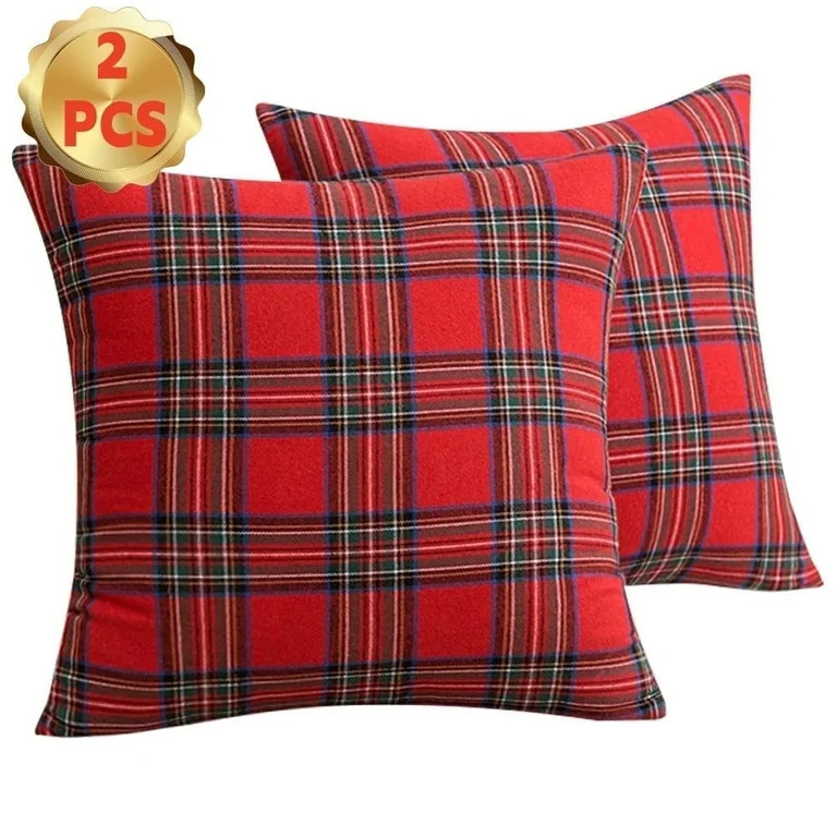 Christmas Pillow Covers 18x18, Red Tartan Checkered Plaid Decorative Cushion Cases for Holiday De... | Walmart (US)