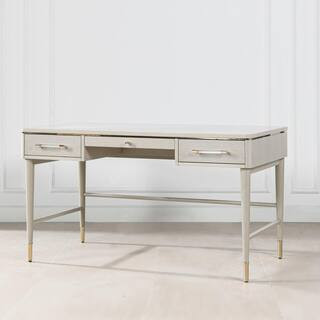 Jennifer Taylor Dauphin 59 in. Rectangle White Oak Veneer & Birchwood 5-Drawer Executive Desk BGZ... | The Home Depot