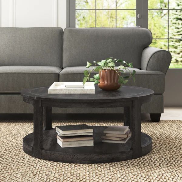 Leni Solid Wood Floor Shelf 1 Table Coffee Table with Storage | Wayfair Professional