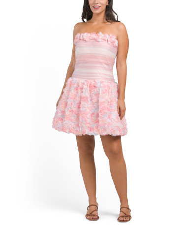 Akina Strapless Rosette Mini Dress | TJ Maxx