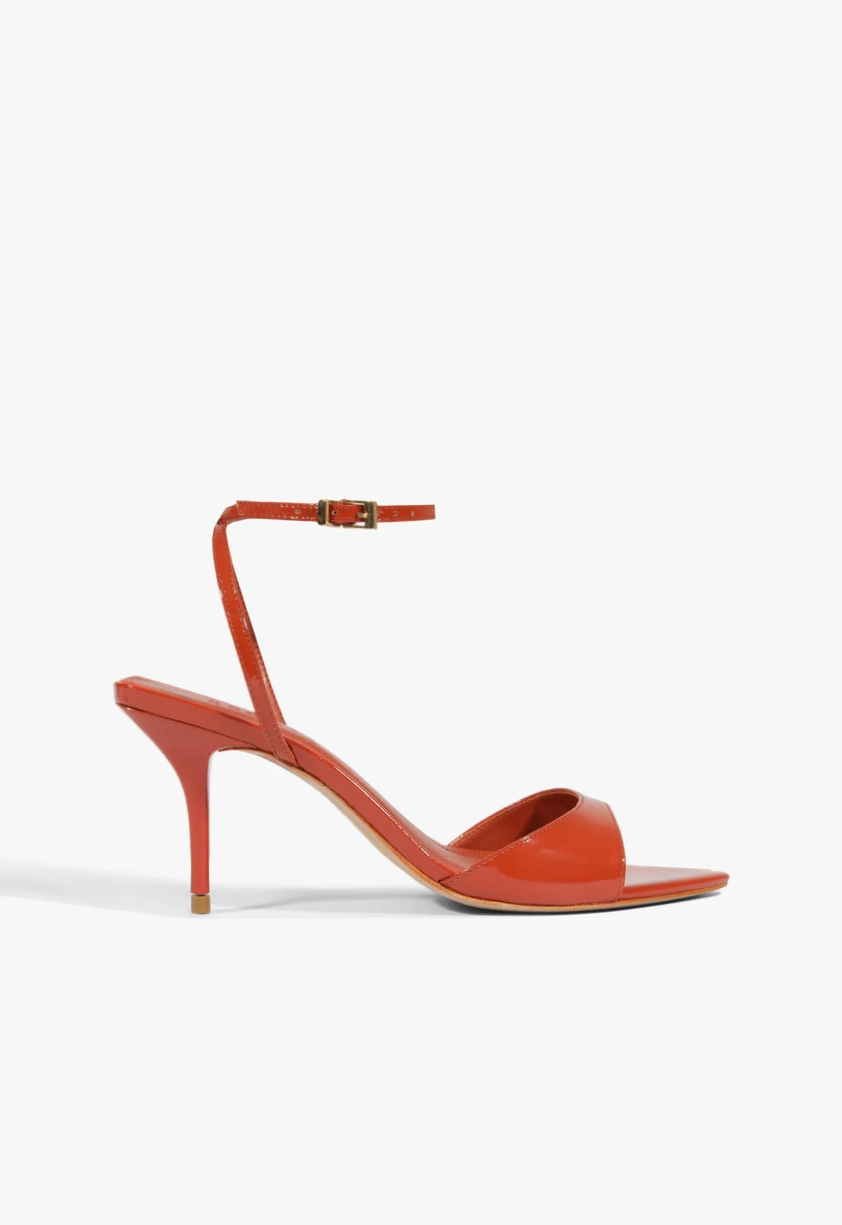 Elodie Buckle Brown Mid Stiletto Heel Sandal | Schutz (US)