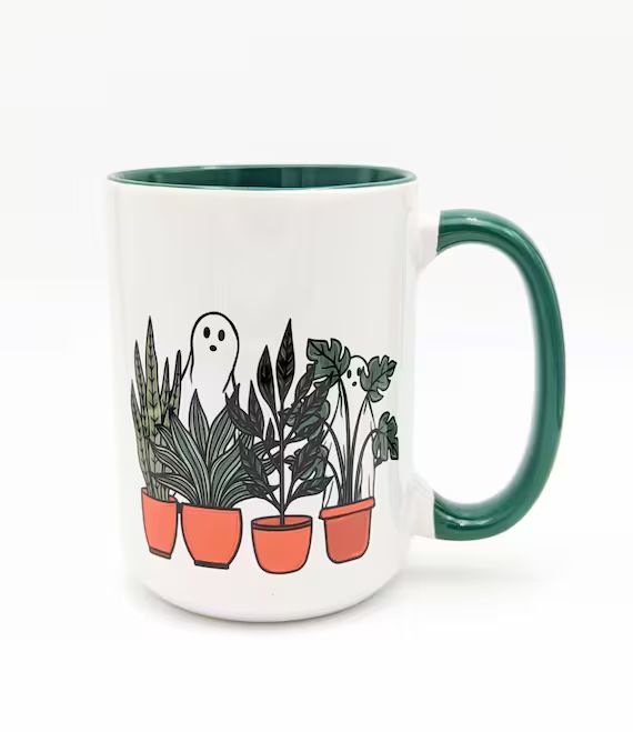 Halloween Coffee Mug  Ghost Mug  Plant Mug  Cottagecore - Etsy | Etsy (US)