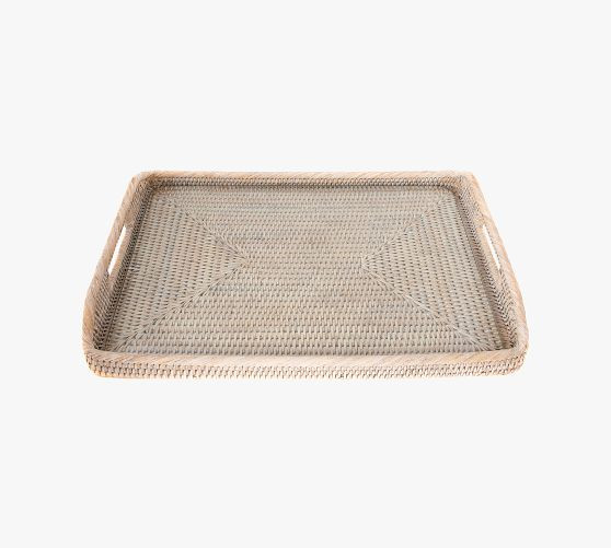 Tava Handwoven Rattan Rectangular Serving Tray | Pottery Barn (US)