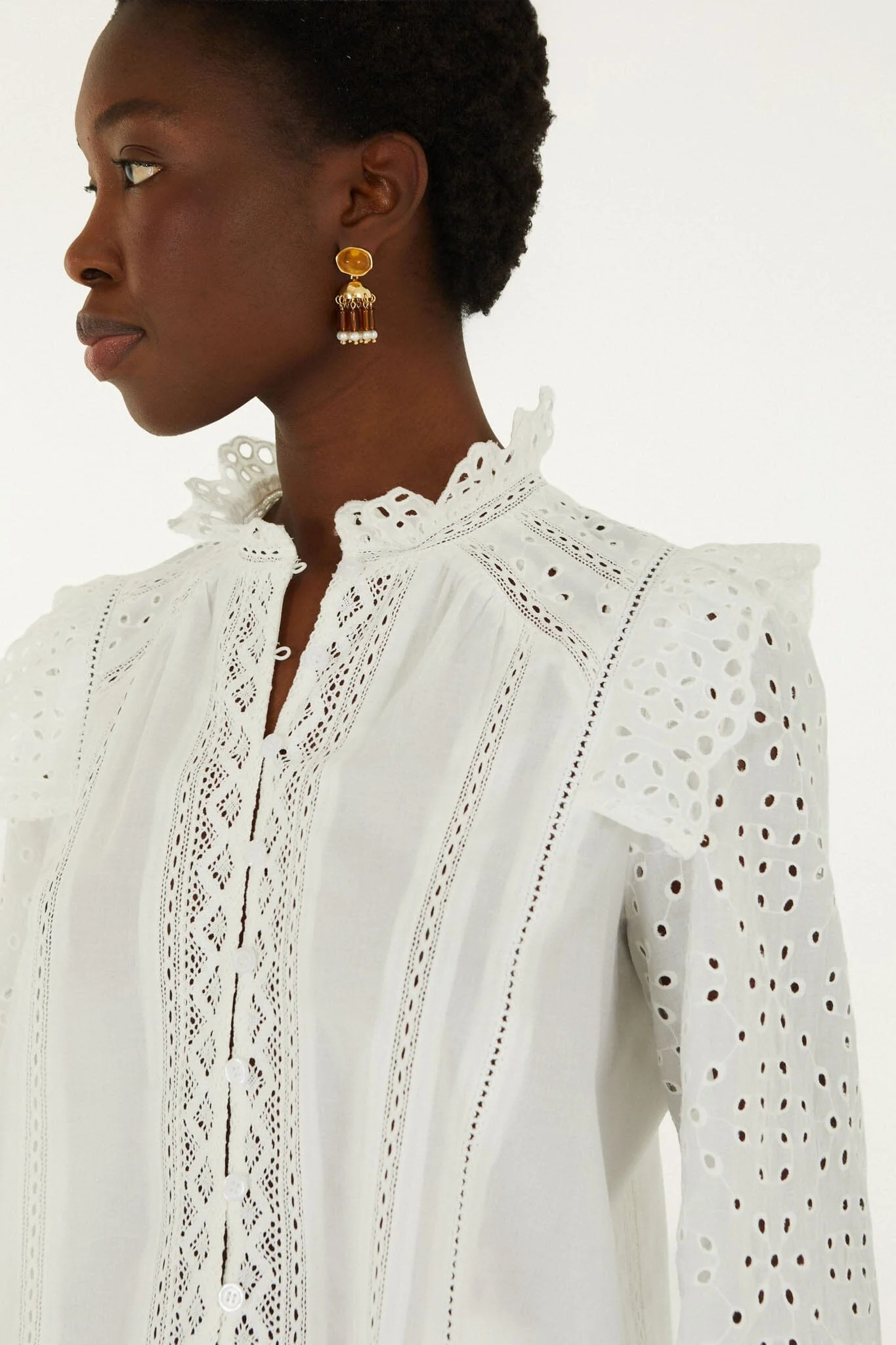 Eyelet Long Sleeve Blouse | FARM Rio | FarmRio (US)