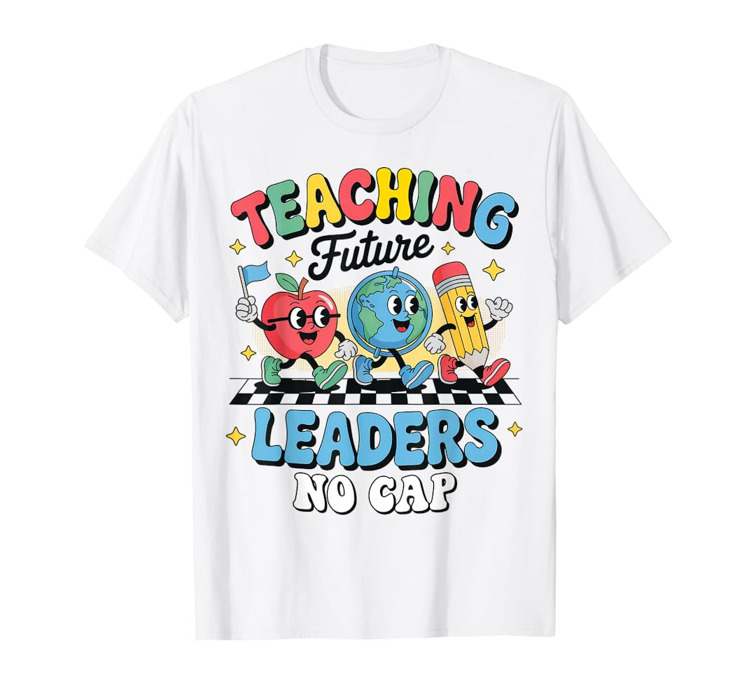 Teaching Future Leaders No Cap Groovy Back to School Teacher T-Shirt | Amazon (US)