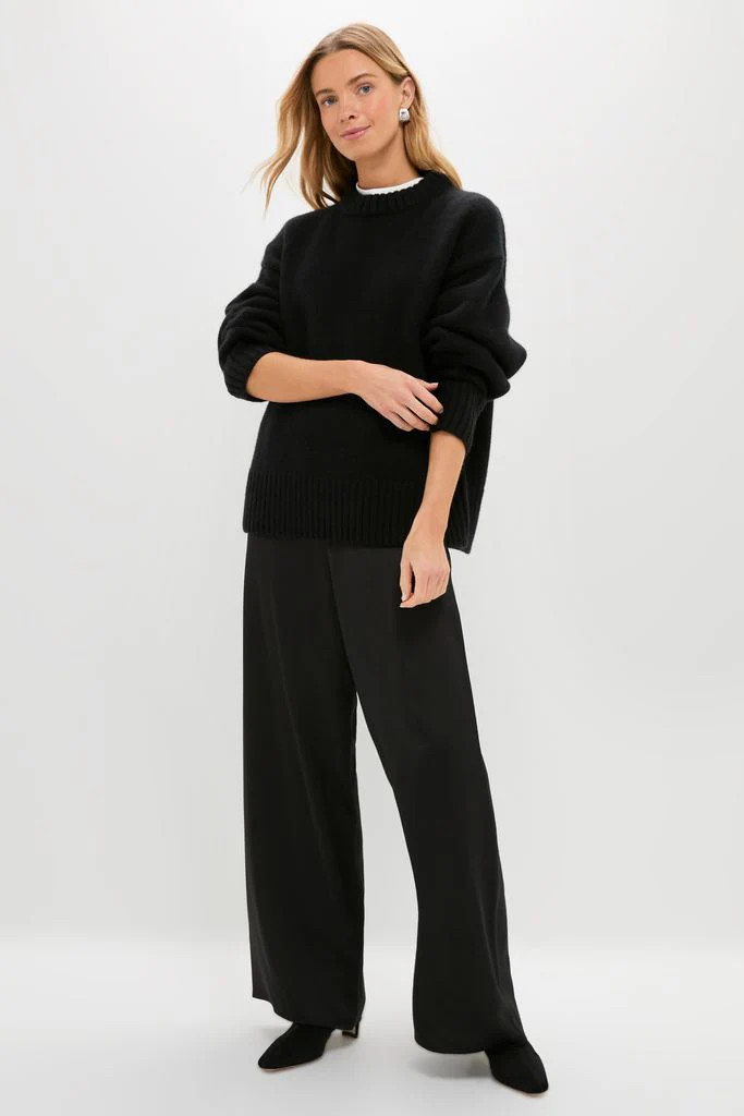 Black Genevieve Cashmere Wool Blend Crewneck Sweater | Tuckernuck (US)