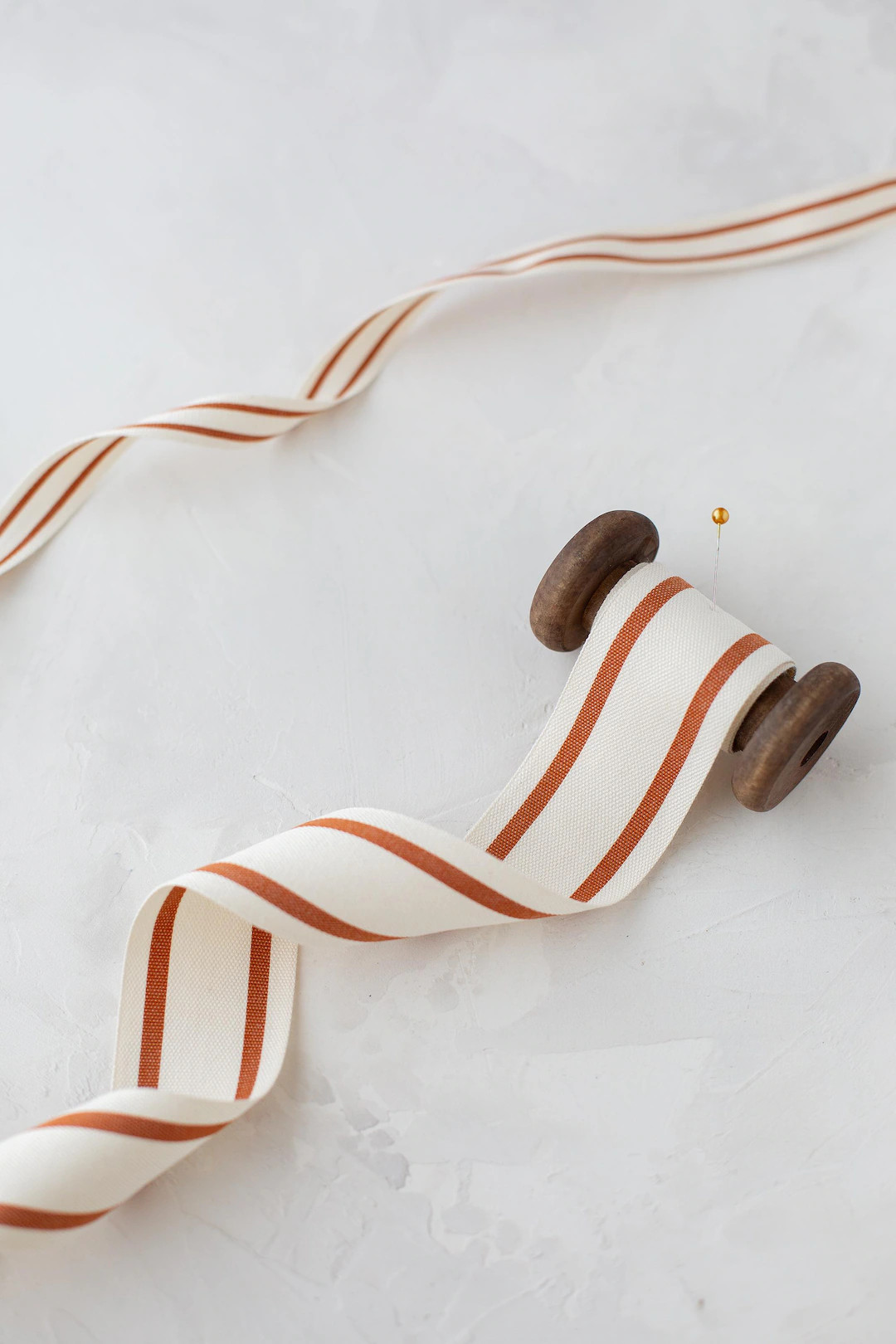 Copper Rust + Natural Double Stripe Cotton Blend Ribbon • 5/8” • 1.5" - Etsy | Etsy (US)