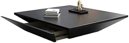 Homary Modern Living Room Wood Square Low Coffee Table, Coffee Table with Drawer Storage Drum (Bl... | Amazon (US)