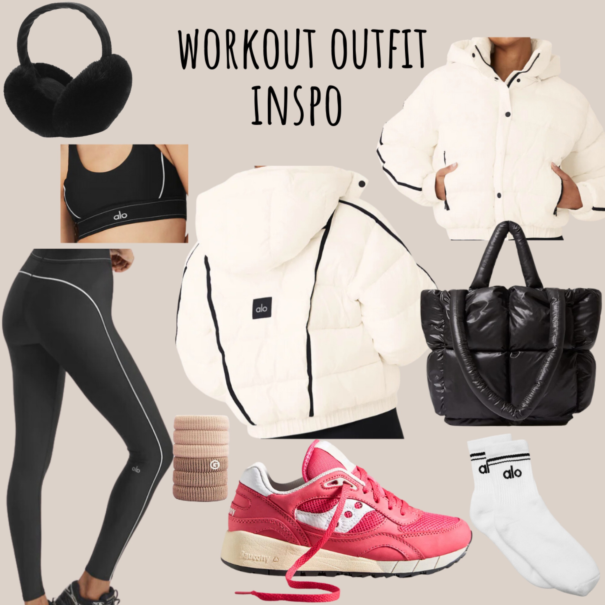 Winter workout outfit - alo yoga - workout set - puffer jacket - puffer tote - high socks - sneakers - ear muffs 

#workoutoutfit #fitness #aloyoga #puffertote 

#LTKSeasonal #LTKfitness #LTKshoecrush