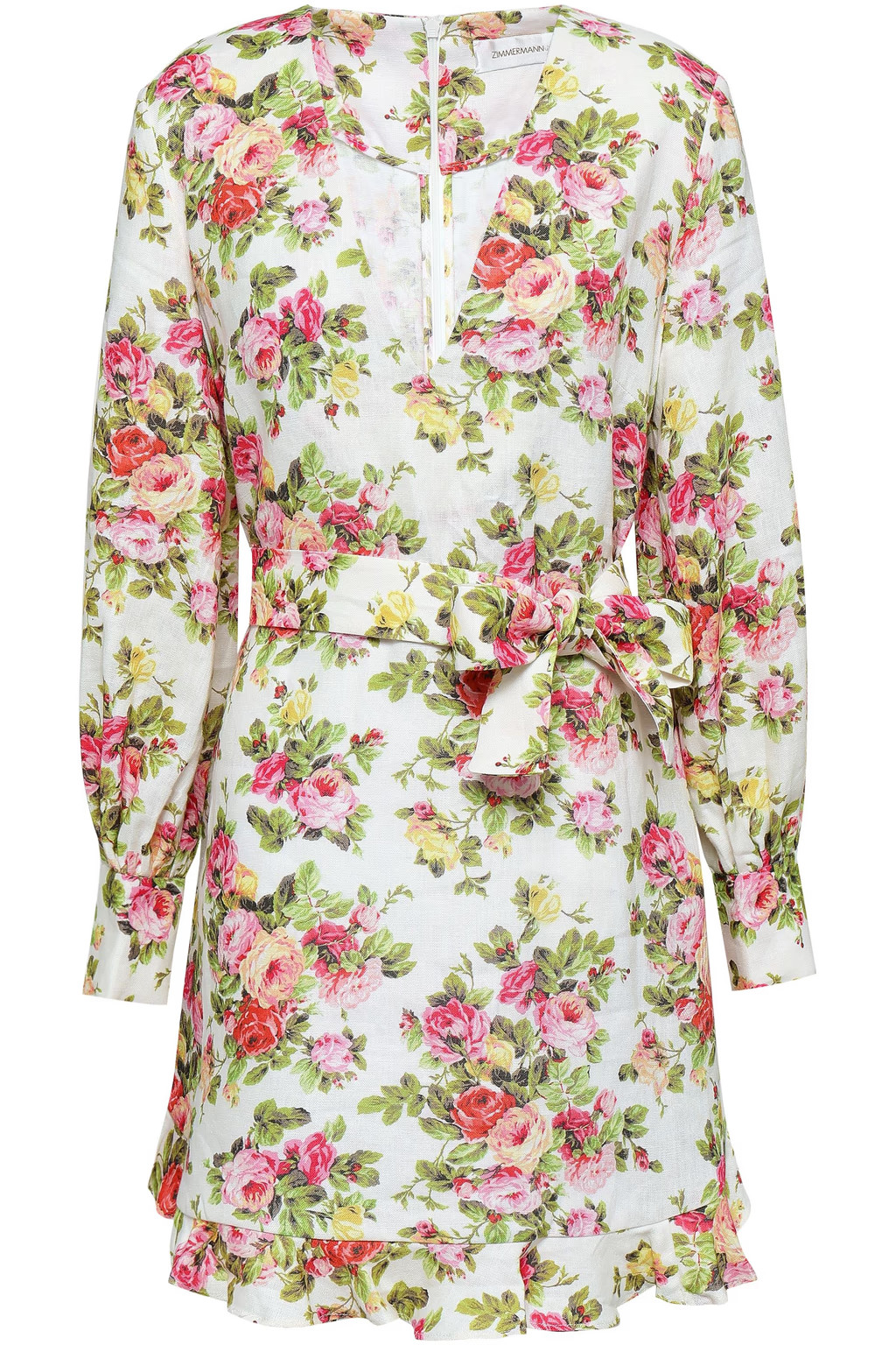 Belted linen mini dress | The Outnet (US and CA)