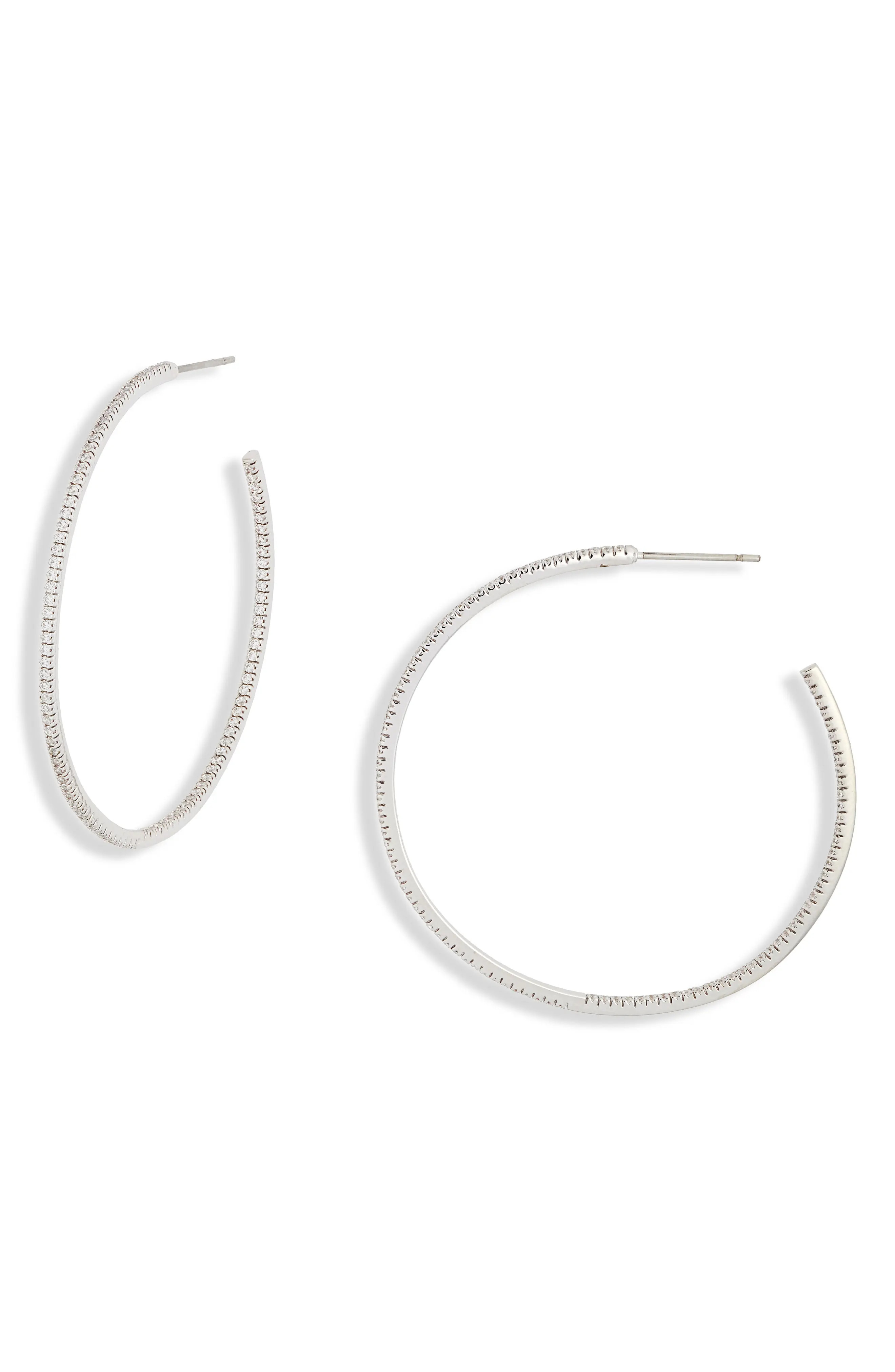 Pav\u00e9 Cubic Zirconia Hoop Earrings (Women) | Nordstrom | Nordstrom