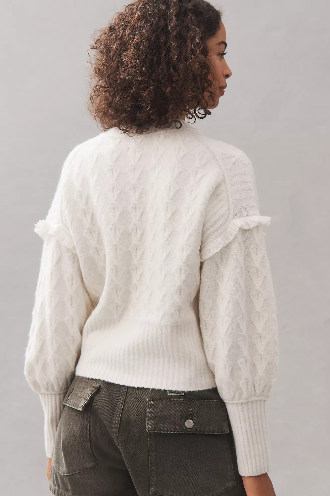 Pilcro V-Neck Drop Shoulder Cable Sweater | Anthropologie (US)