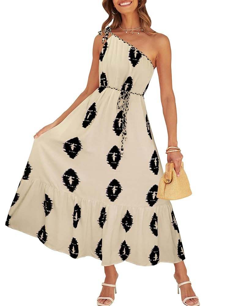 CCTOO Women's Floral Print Maxi Dress 2025 Sleeveless Summer Knot One Shoulder Flowy Boho Sundres... | Amazon (US)