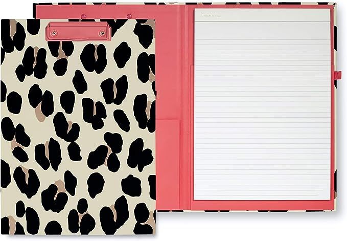 Kate Spade New York Leopard Print Clipboard Folio with Low Profile Clip, Professional Padfolio In... | Amazon (US)