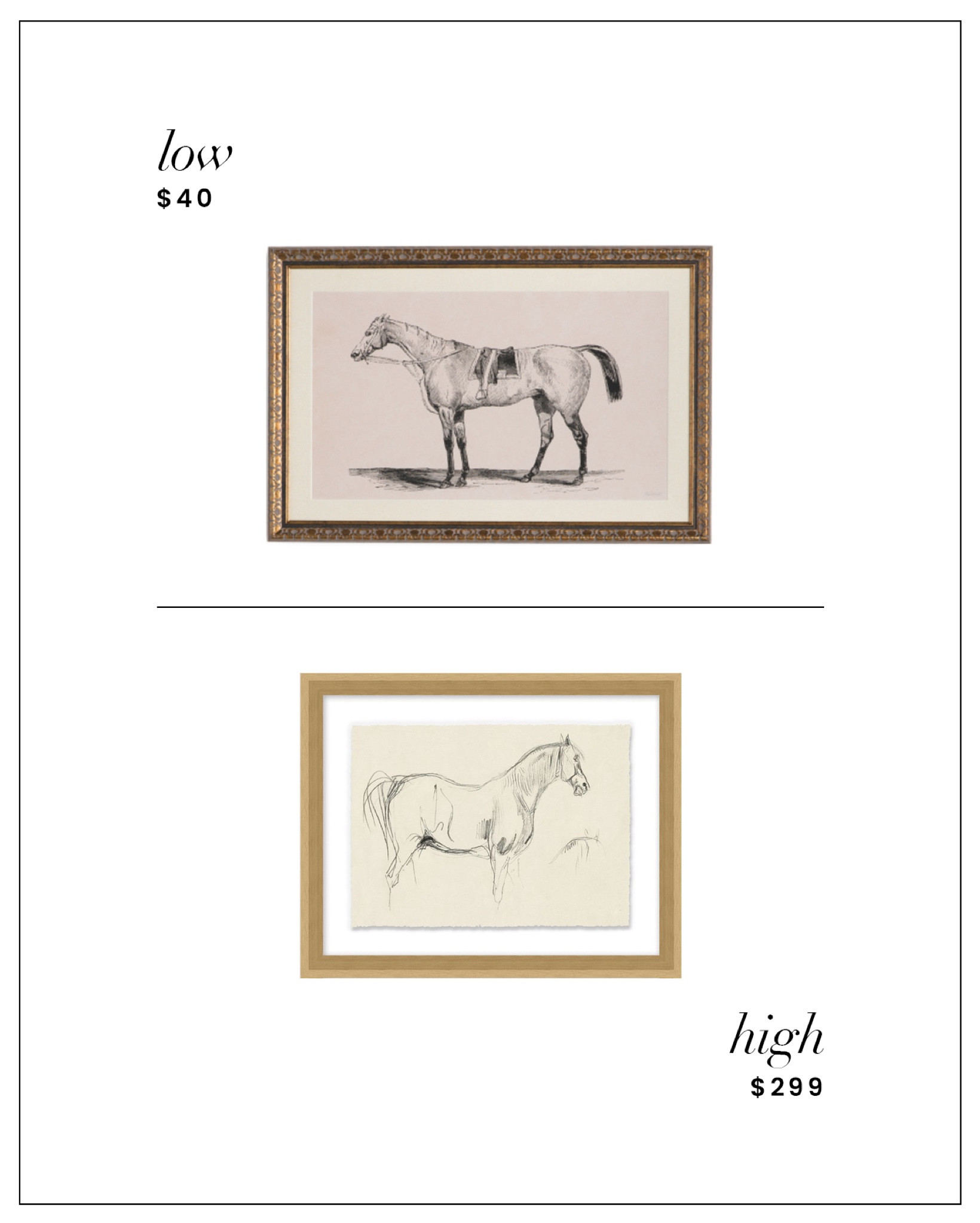 High / Low : Framed Horse Art 

#LTKFindsUnder50 #LTKHome