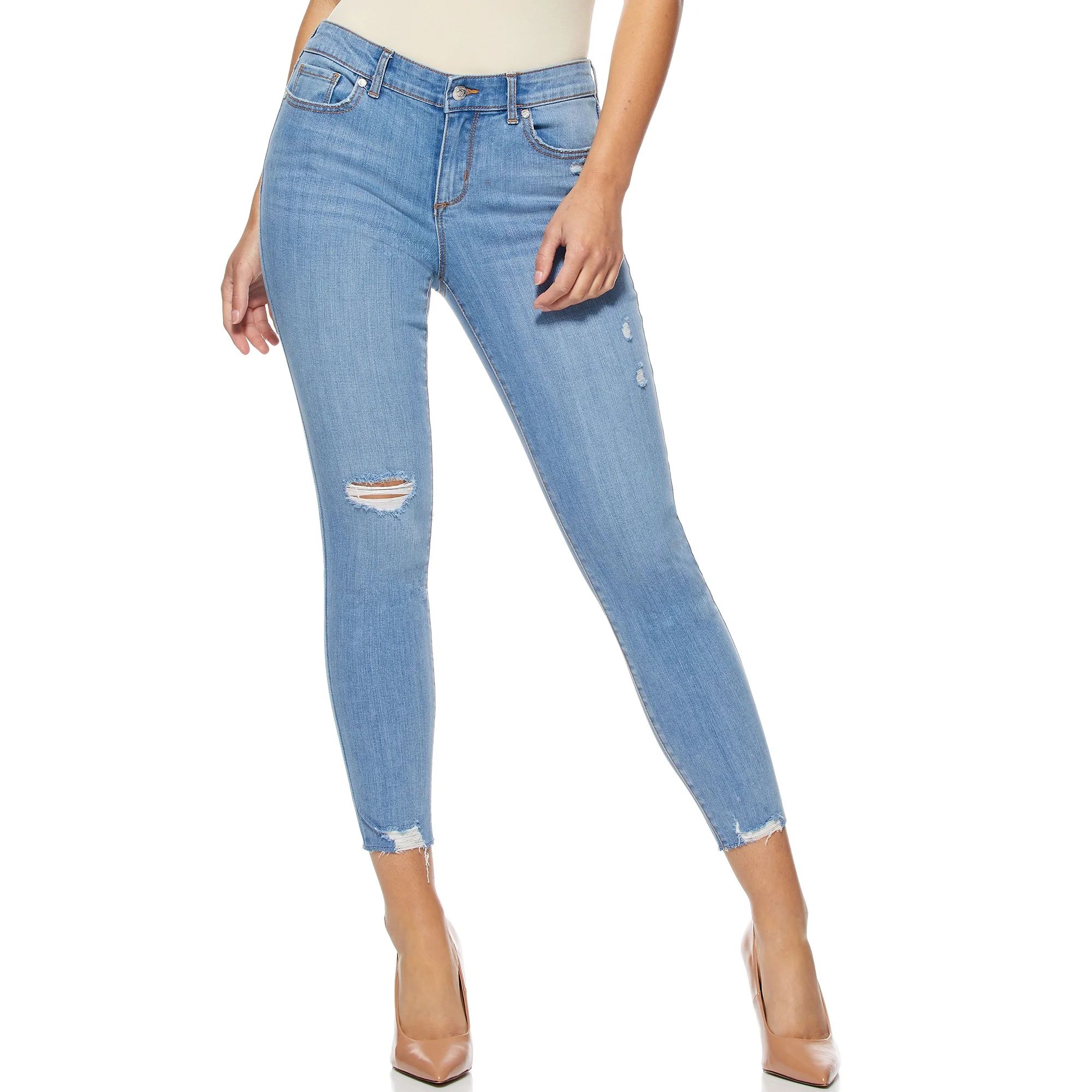 Sofia Jeans by Sofia Vergara Women’s Valentina Mid-Rise Ripped Skinny Ankle Jeans | Walmart (US)