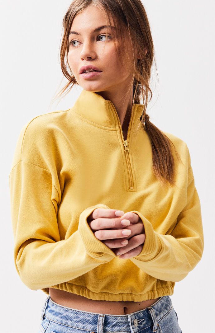 LA Hearts Womens Basic Half Zip Sweatshirt - Mustard | PacSun
