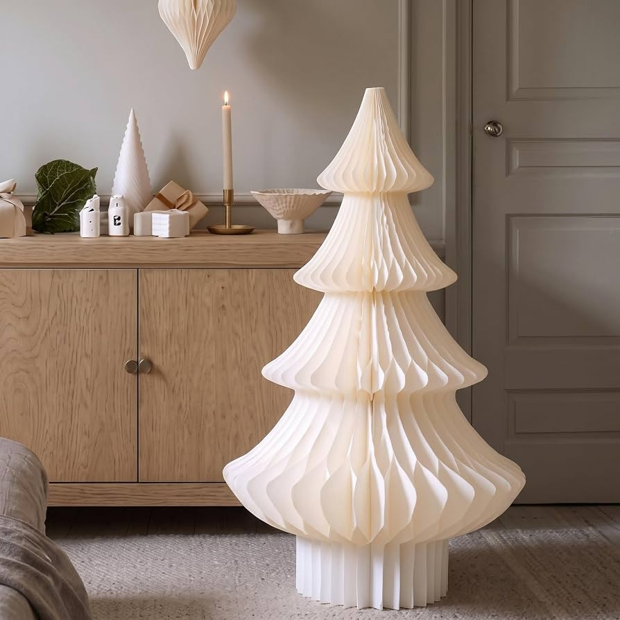 Spiareal 4 ft Beige White Extra Large Honeycomb Paper Christmas Tree | Amazon (US)