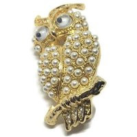Vintage Faux Pearl Googly Eye Owl Brooch, Goldtone Setting, Owl Lovers & Collectors | Etsy (US)