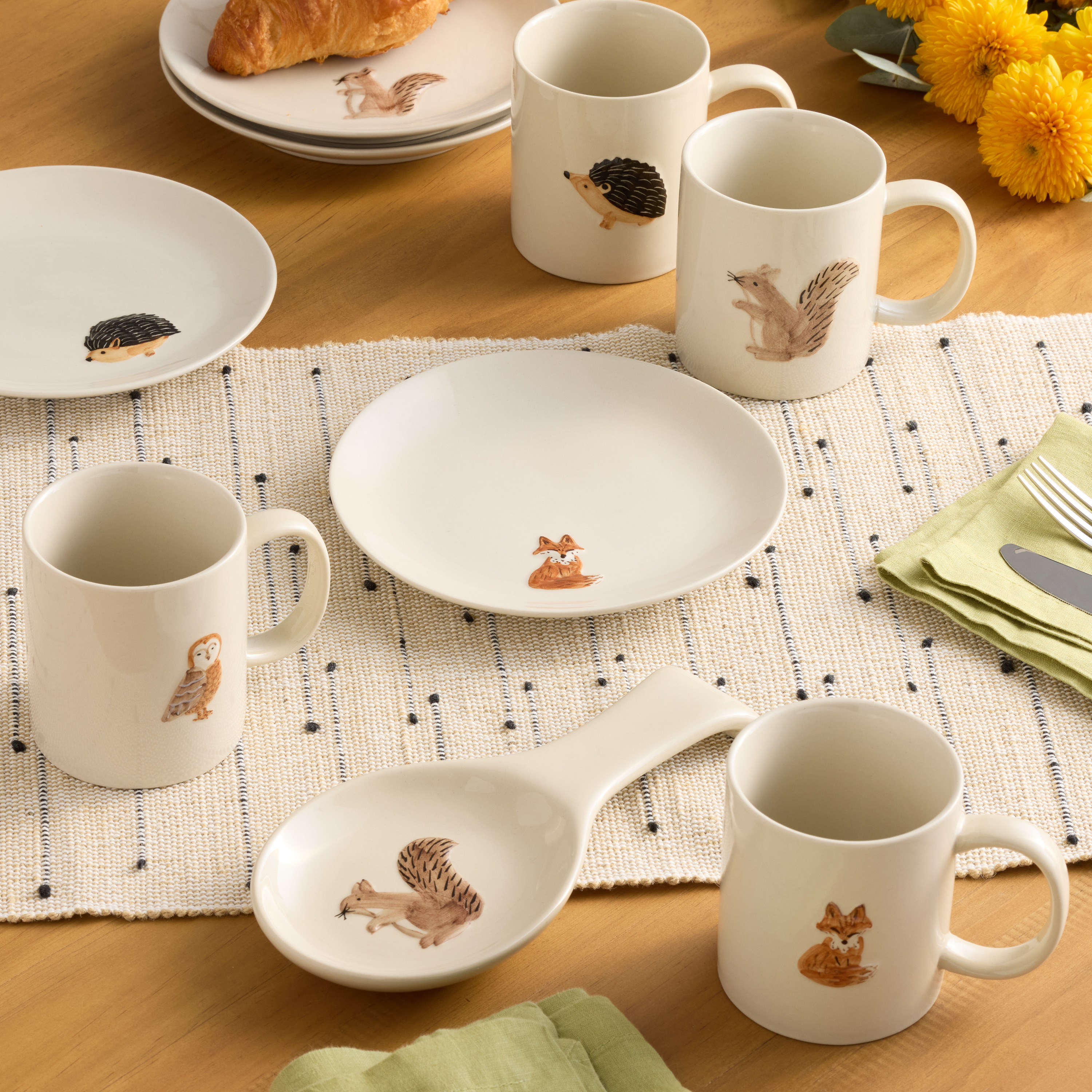 Cream Harvest Critters Hand Painted Dishware Collection | World Market