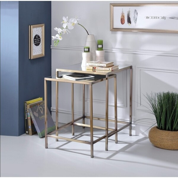 Astonishing Nesting Tables Set, Mirror & Brass | Bed Bath & Beyond